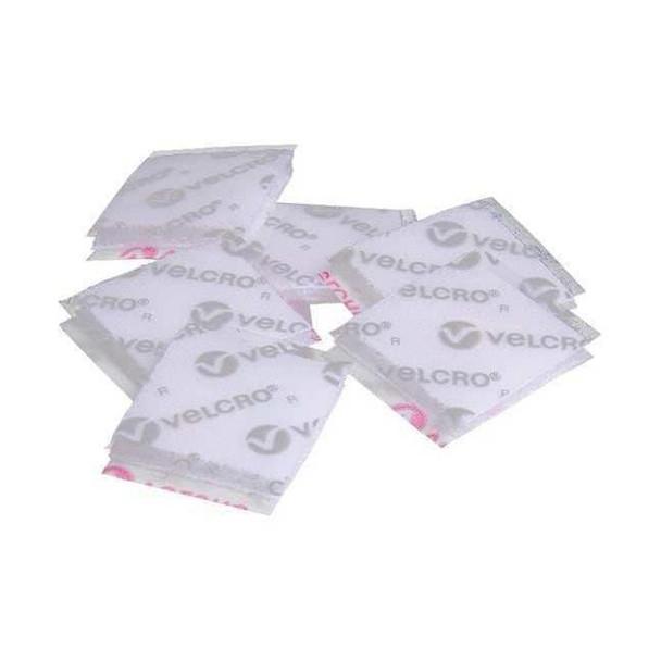 Reclosable Fastener Shape, Square, Acrylic Adhesive, 1 in, 1 in W, White, 50 PK