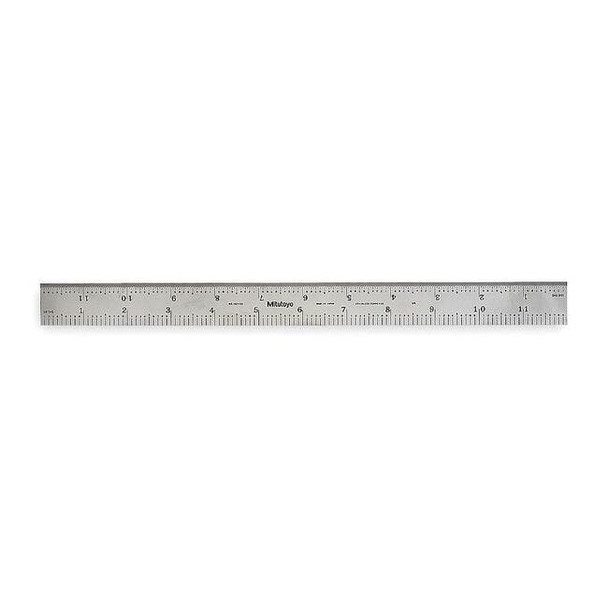 Mitutoyo Steel Rule,Rigid,12 In,32/64/10/100ths 182-123