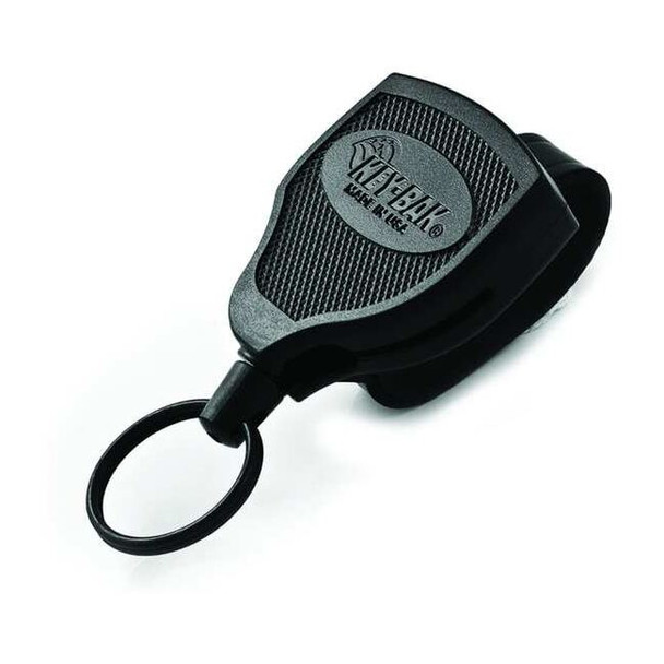 Key-Bak Key Reel, Split Ring Type, 1 1/4 in Ring Size, Black S48-SDLEK