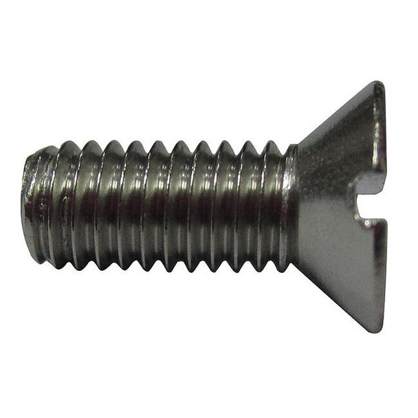 #8-32 x 1/2 in Slotted Flat Machine Screw, Plain 18-8 Stainless Steel, 100 PK