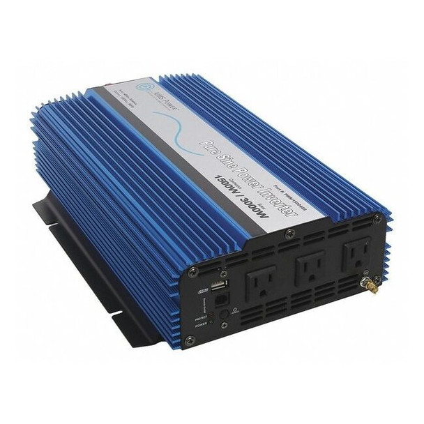 Power Inverter, Pure Sine, 3,000 W Peak, 1,500 W Continuous, 3 Outlets