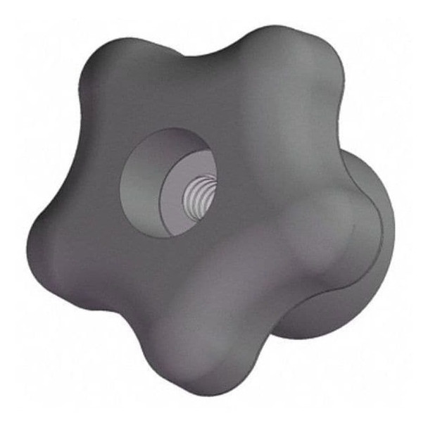 Star Knob, 1/4-20 Thread Size, 1-1/4"L, Thru, Locking Tap, Steel