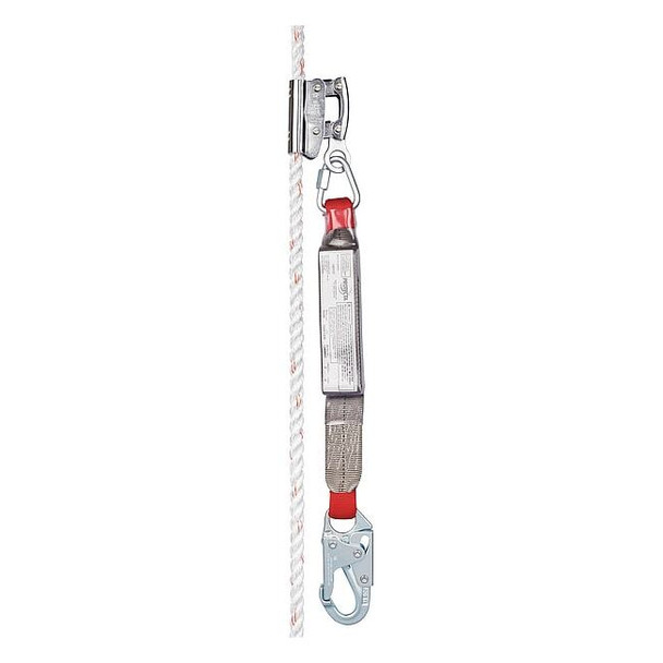 Rope Adjuster with Lanyard, Steel, 310 lb, Red, Silver, For Rope Size: 5/8 in