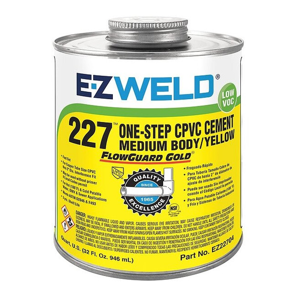 Ez Weld CPVC One-Step Cement,32 Oz,Yellow 22704