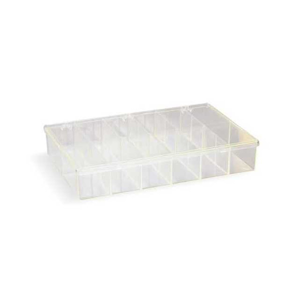 Compartment Box with 12 compartments, Plastic, 2 13/16 in H x 8-1/2 in W