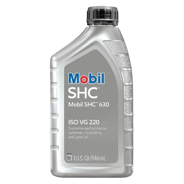 Mobil Gear Oil, 1 qt, Pail, Synthetic, ISO Viscosity Grade 220, Orange 123000