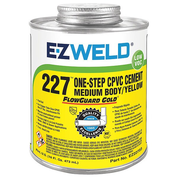 Ez Weld Cement,16 Oz,Yellow,CPVC EZ32703N