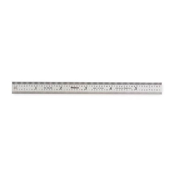 Mitutoyo Steel Rule, Rigid, 6In, 50/100ths/0.5/1mm 182-206