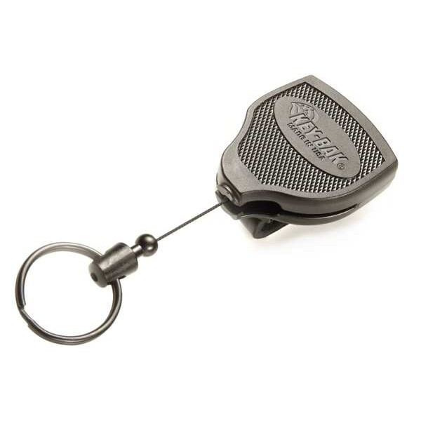Key-Bak Key Reel, Split Ring Type, 1 1/4 in Ring Size, Black S48-LEK