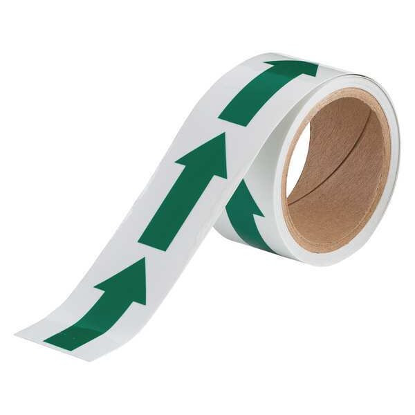 Floor Marking Tape, Polyester, Arrow, Green, 2 in W., 8 mil Thickness