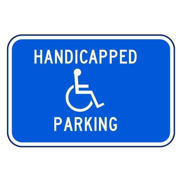Lyle Handicap Parking Sign, 18" W, 12" H, English, Aluminum, Blue L-31-18HA