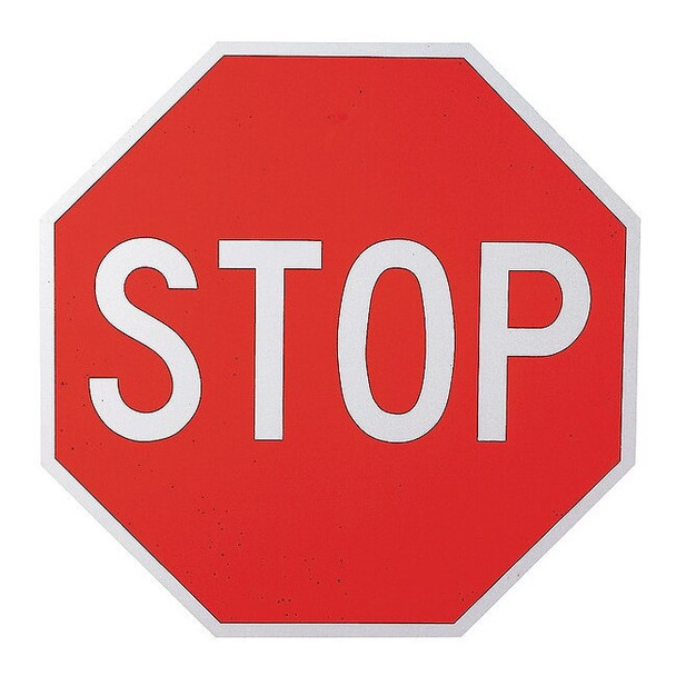 Lyle Stop Sign, 30" W, 30" H, Aluminum, Red R1-1-30DA