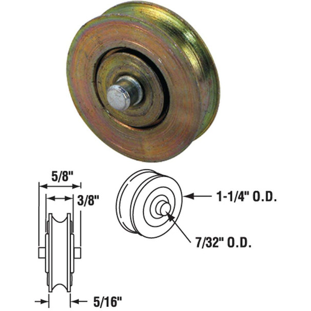 Prime-Line 1-1/4 In. Steel Patio Door Roller with Built-In Axle (2-Count) D 1765