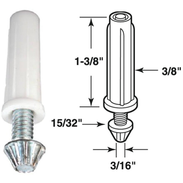 Prime-Line 3/8 In. Grooved Tip Bifold Door Bottom Pivot (2 Count) N 6673