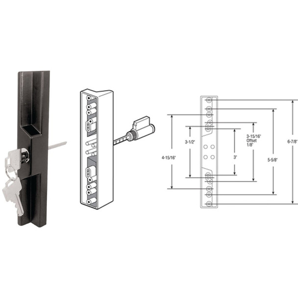 Prime-Line Sliding Patio Door Pull & Keyed Locking Unit C 1139