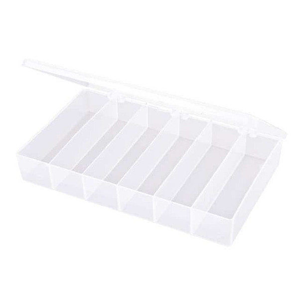 Compartment Box with 6 compartments, Plastic, 1 3/4 in H x 6-3/16 in W