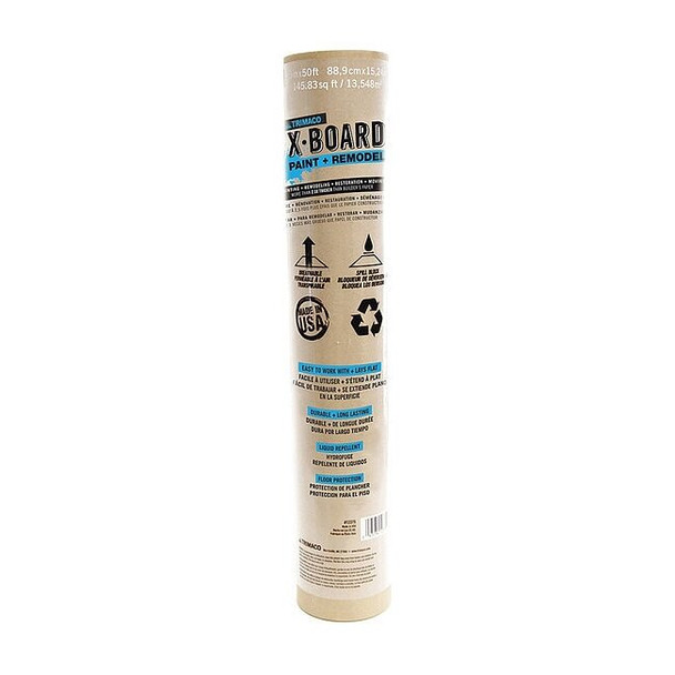 Floor Protection, 35 in W x 50 ft L, 22 mil, Paperboard, Brown, Non-Adhesive