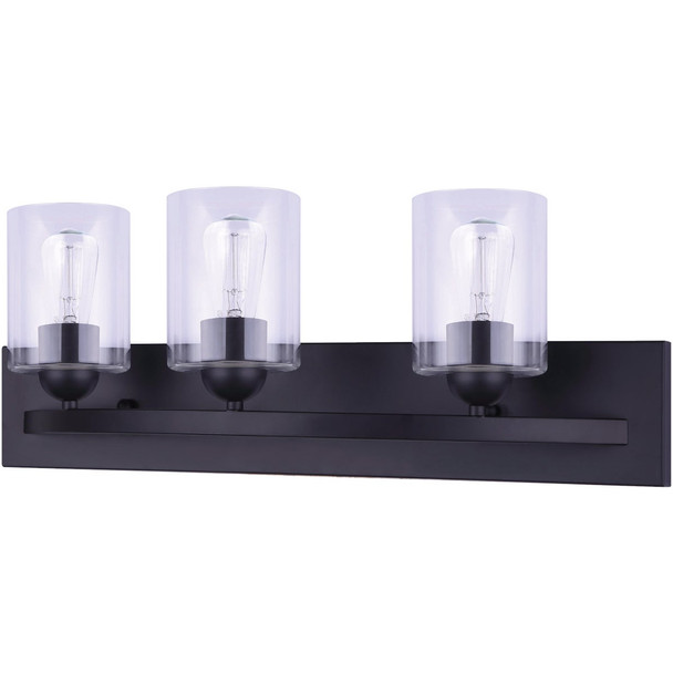 Canarm 3-Bulb Matte Black Vanity Bath Light Fixture with Easy Connect