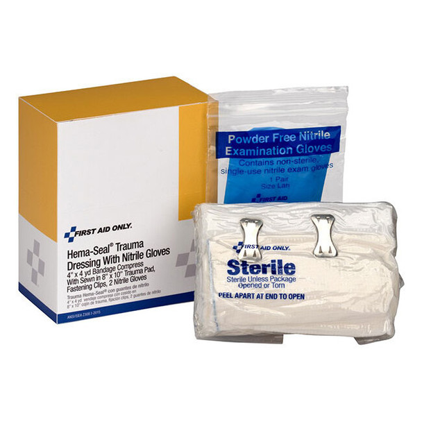 Hema-Seal Trauma Dressing (1/Each) w/ Nitrile Exam Gloves (1/Pair)