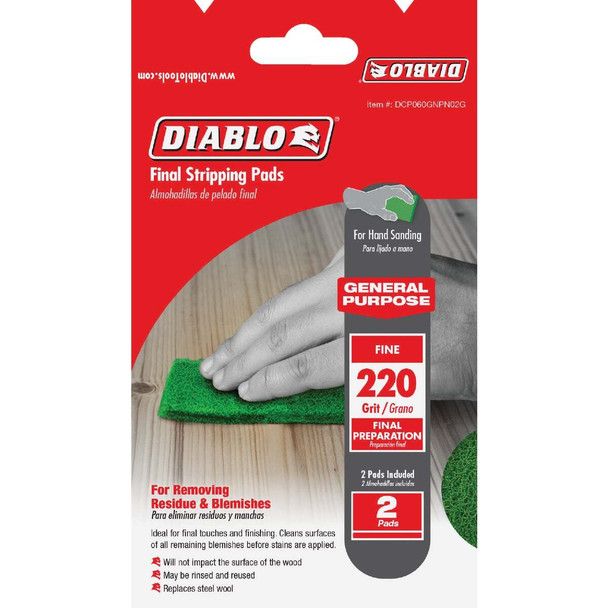Diablo 4 In. x 6 In. 220-Grit (Fine) Stripping Final Finishing Pad (2-Pack)
