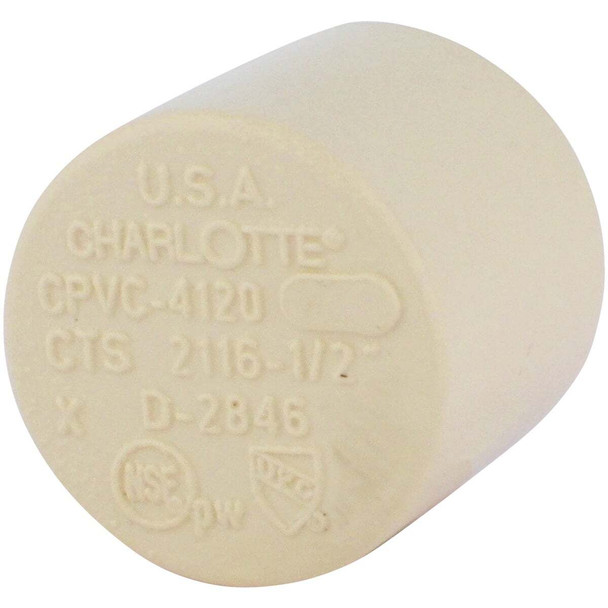 Charlotte Pipe 1/2 In. Slip Solvent Weld CPVC Cap CTS 02116  0600HA