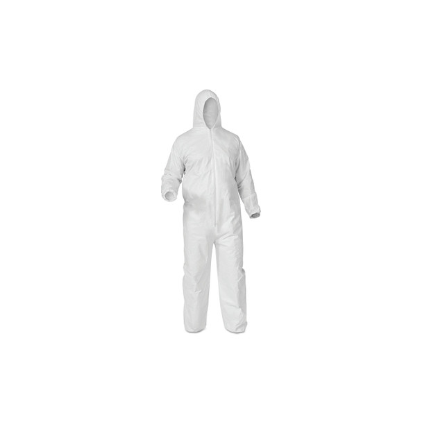 KleenGuard™ A35 Economy Liquid & Particle Protection Coveralls, Zipper Front/Elastic Wrists/Ankles/Hood, White, 2XL