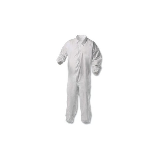 KleenGuard™ A35 Economy Liquid & Particle Protection Coveralls, Zipper Front/Elastic Wrists/Ankles, White, 2XL