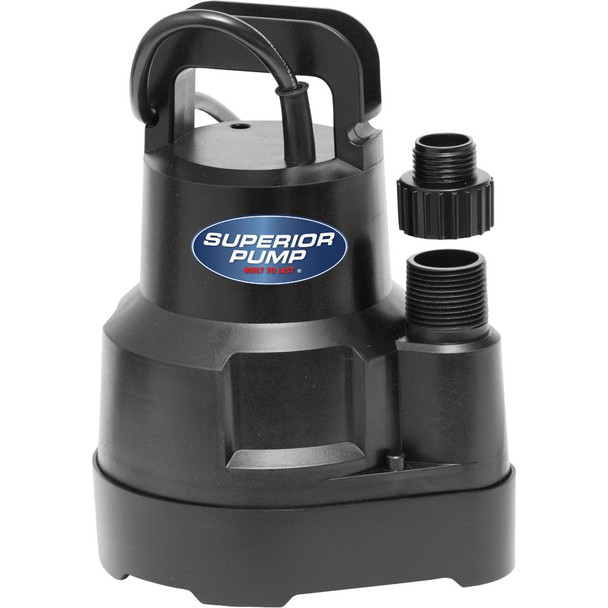 Superior Pump 1/6 HP 1920 GPH Oil-Free Submersible Utility Pump 91016