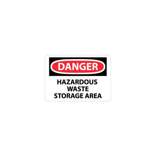 NMC D285P OSHA Sign Danger Hazardous Waste Storage Area 7"" X 10"" White/Red/Bla