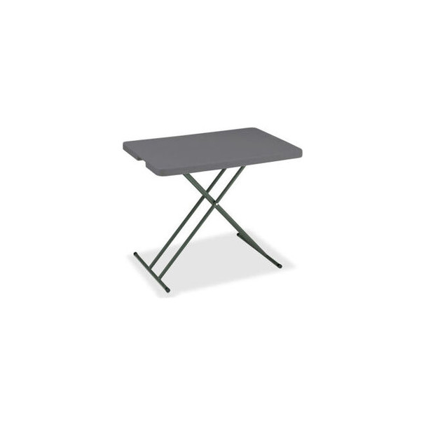 Interion Adjustable Height Plastic Folding Table 20"" x 30"" Charcoal