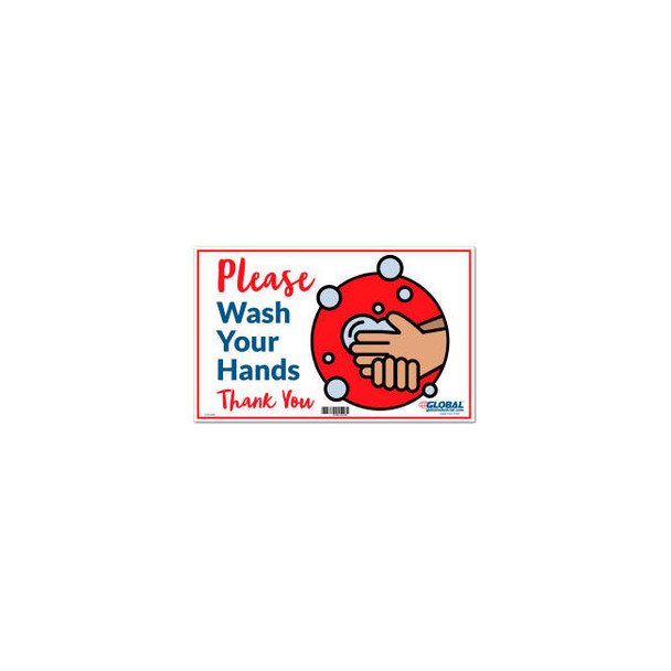 Global Industrial Please Wash Your Hands Sign 16""W x 10""H Wall Adhesive