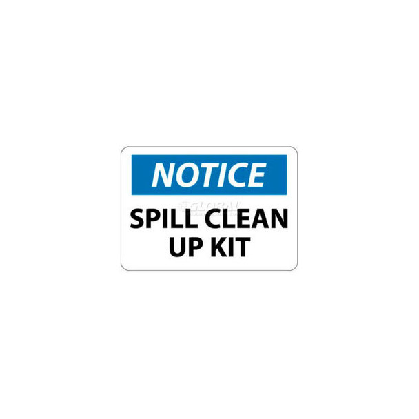 NMC N345PB OSHA Sign Notice Spill Clean Up Kit 10"" X 14"" White/Blue/Black