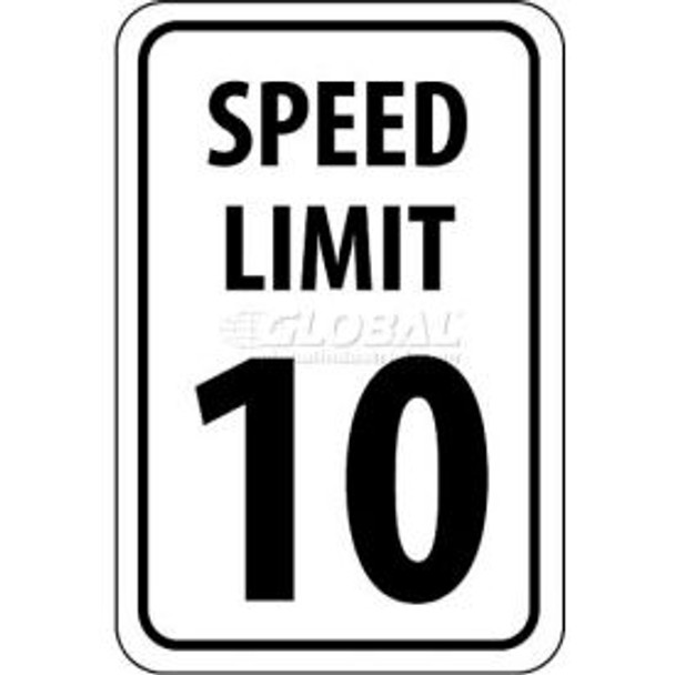 NMC TM18G Traffic Sign 10 MPH Speed Limit Sign 18"" X 12"" White/Black