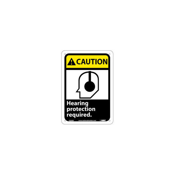 Graphic Signs - Caution Hearing Protection - Plastic 7""W X 10""H