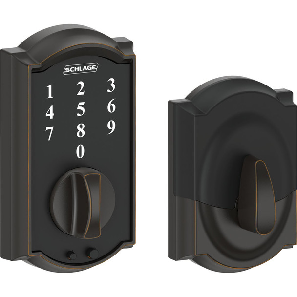 Schlage Camelot Touchscreen Aged Bronze Electronic Deadbolt BE375VCAM716