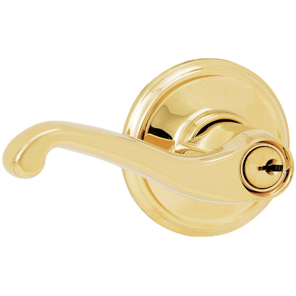 Schlage Flair Ultima Bright Brass Entry Door Lever F51VFLA505