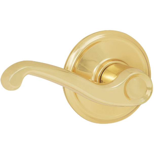 Schlage Flair Bright Brass Passage Door Lever F10VFLA605