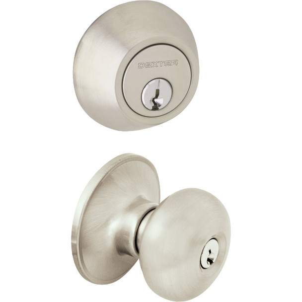 Dexter Satin Nickel Deadbolt & Door Knob Combo JC60VSTR619