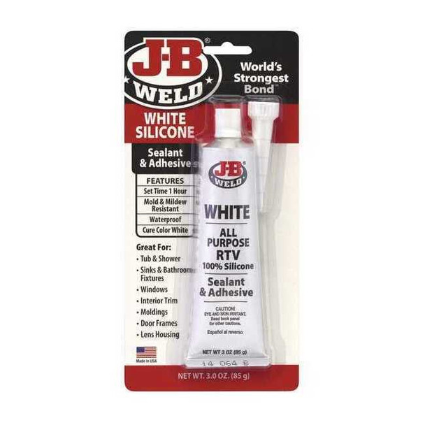 J-B Weld Silicone Adhesive Sealant, 3 oz, Tube, White, Silicone Base 31312