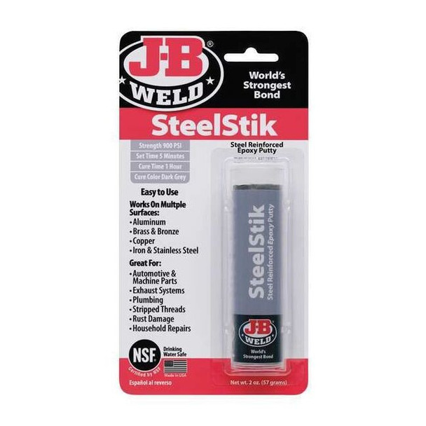 J-B Weld Putty, 2 oz Container Size, Stick, SteelStik, Dark Gray 8267-S