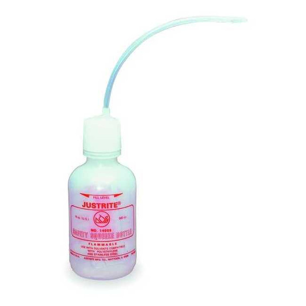Justrite Wash Bottle,Plastic,7.5 in H,White 14009