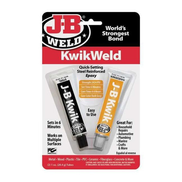 Ready to Mix Epoxy Adhesive, Two 1 fl oz Tubes, Dark Gray, KwikWeld