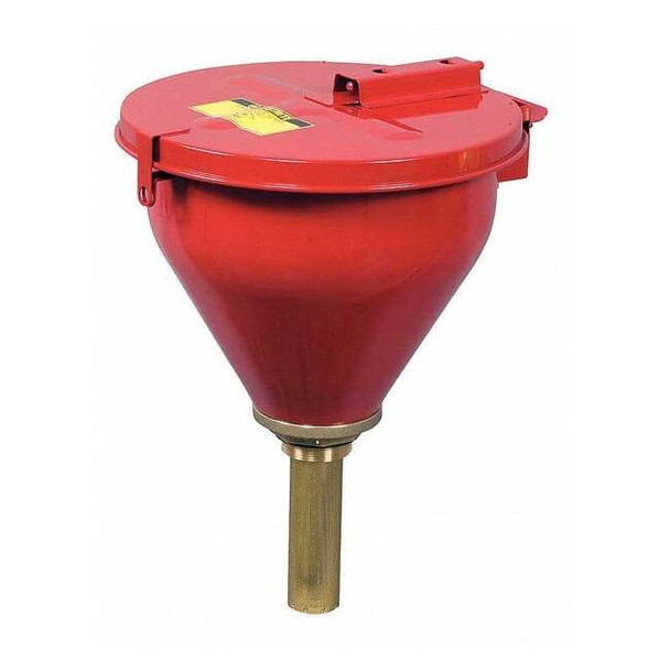 Safety Drum Funnel, Self Closing, Red, 6 in, 10 3/4 in x 16 in