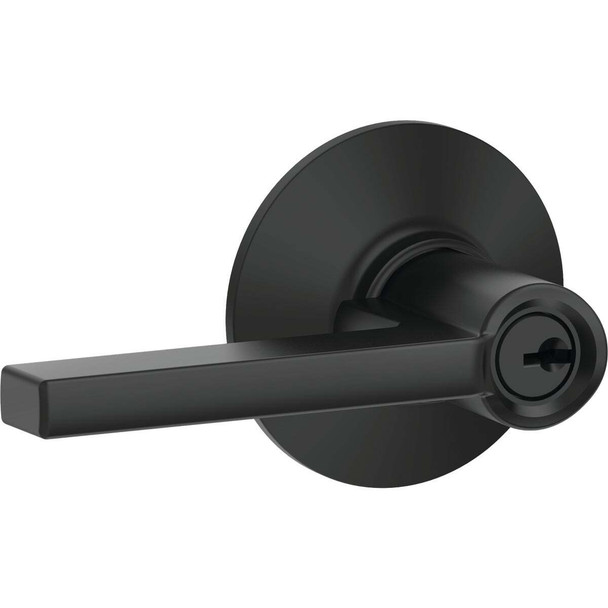 Schlage Latitude Matte Black Keyed Entry Door Lever F51AGLAT622