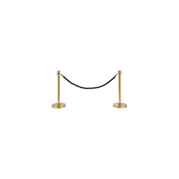 Global Industrial Black Vinyl Braided Rope 59"" With Ends For Portable Gold Post