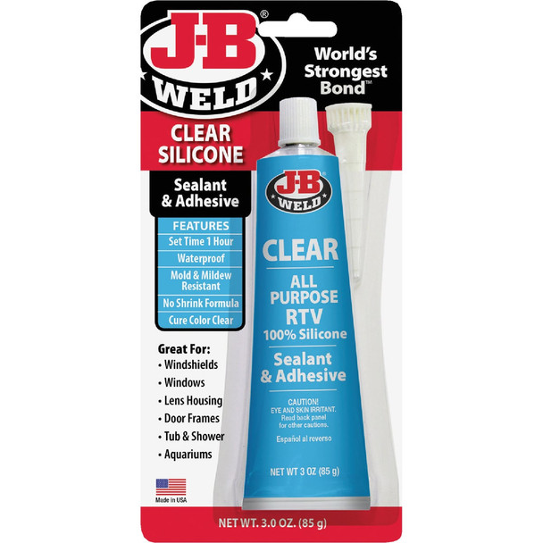 J-B Weld 3 Oz. Clear All-Purpose RTV Silicone Sealant & Adhesive 31310