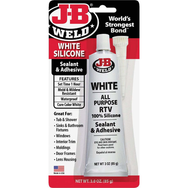 J-B Weld 3 Oz. White All-Purpose RTV Silicone Sealant & Adhesive 31312
