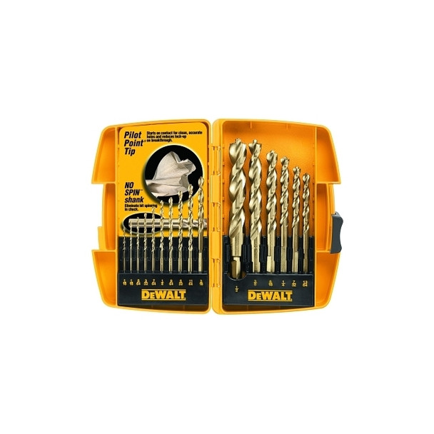 Gold Ferrous Oxide Drill Bit Set, 1/16 in to 1/2 in Cut diam, 16-Piece