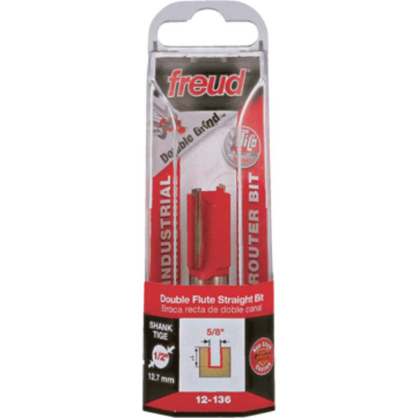 Freud 5/8 In. x 1 In. Double Flute Eclipse Grind Straight Router Bit 12-136