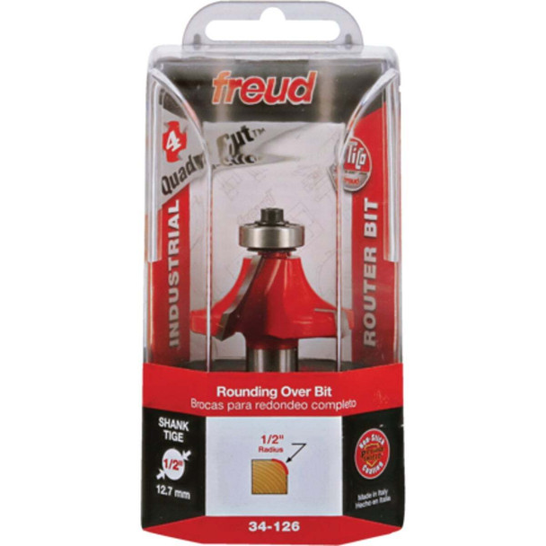 Freud 1/2 In. x 3/4 In. Quadra-Cut Rounding Over Bit with 1/2 In. Shank 34-126